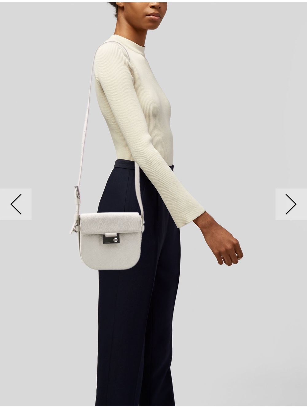 AllSaints White Pebbled Leather Crossbody Bag - Picture 6 of 6